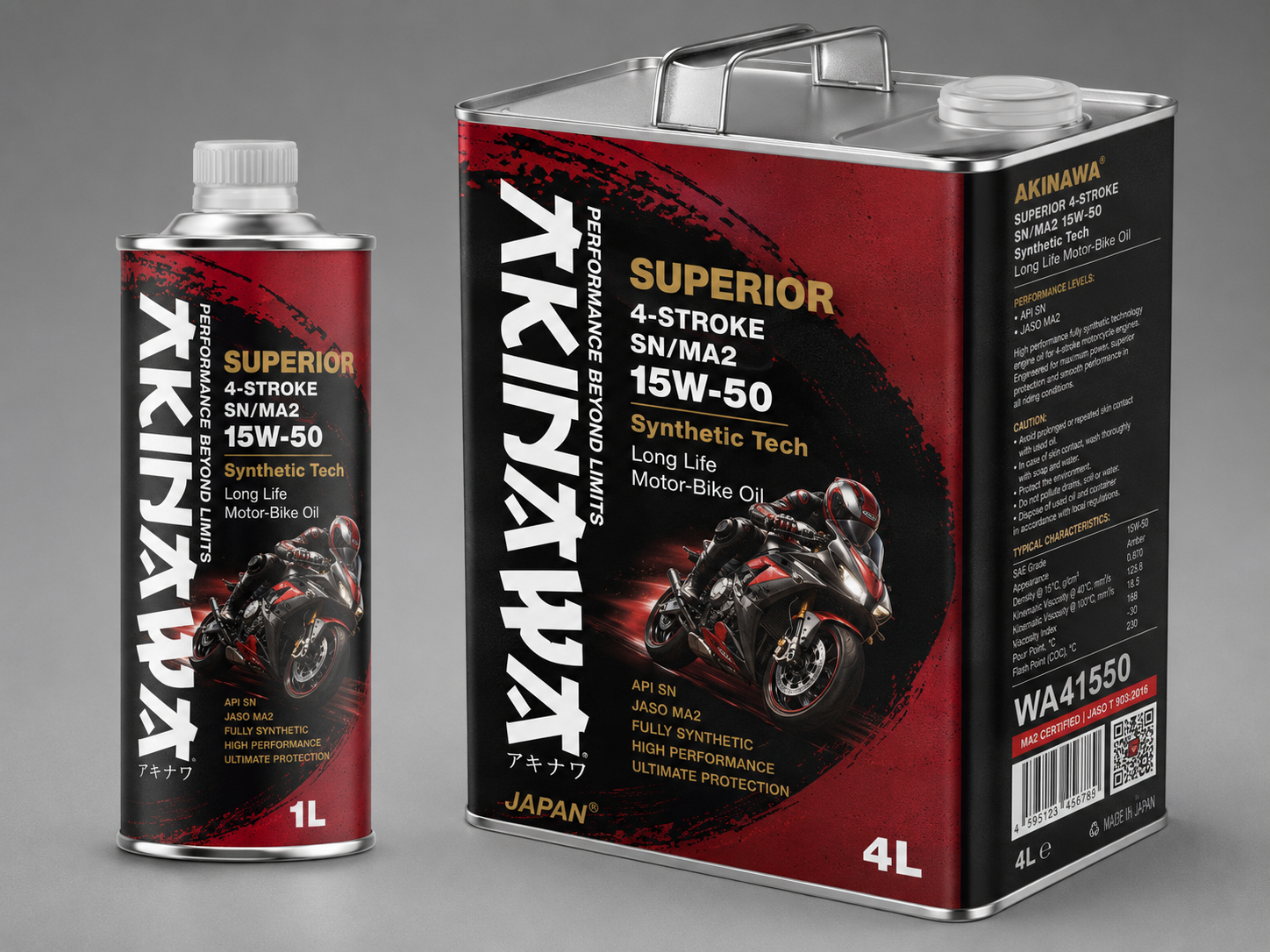 AKINAWA SUPERIOR 4-STROKE SN/MA2 15W-50 Synthetic Tech